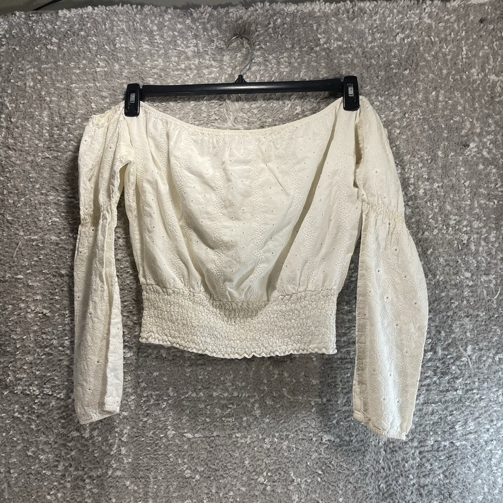 Lolita Jaca St. Barth Off The Shoulder Top Smoked Off White Preppy Vacation Boho